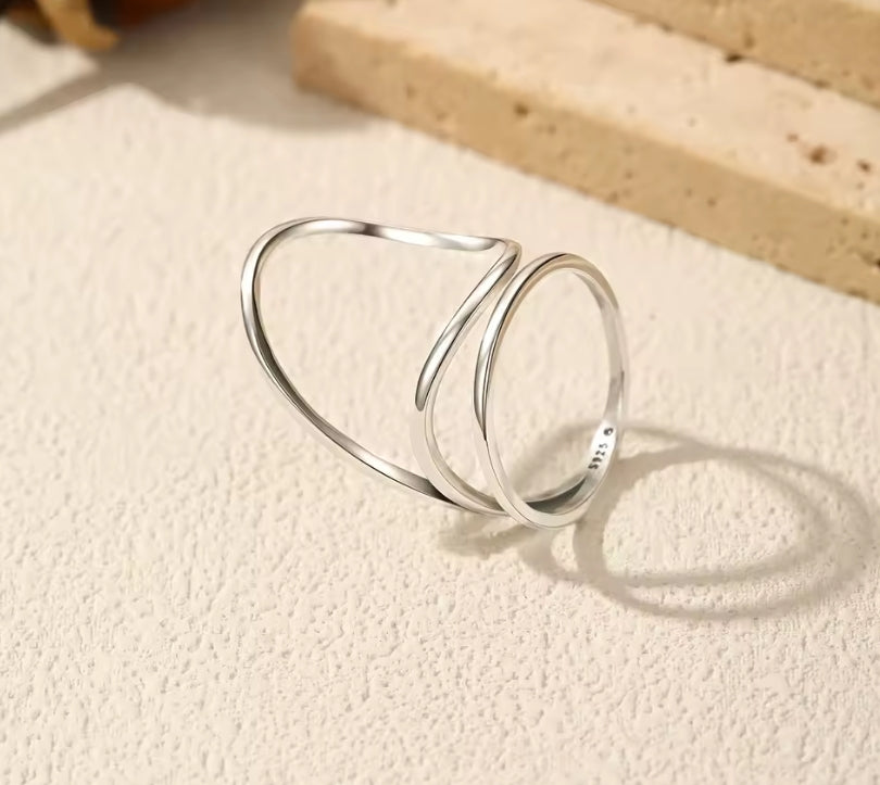 Minimalist Abstract Wave Sterling Silver Ring