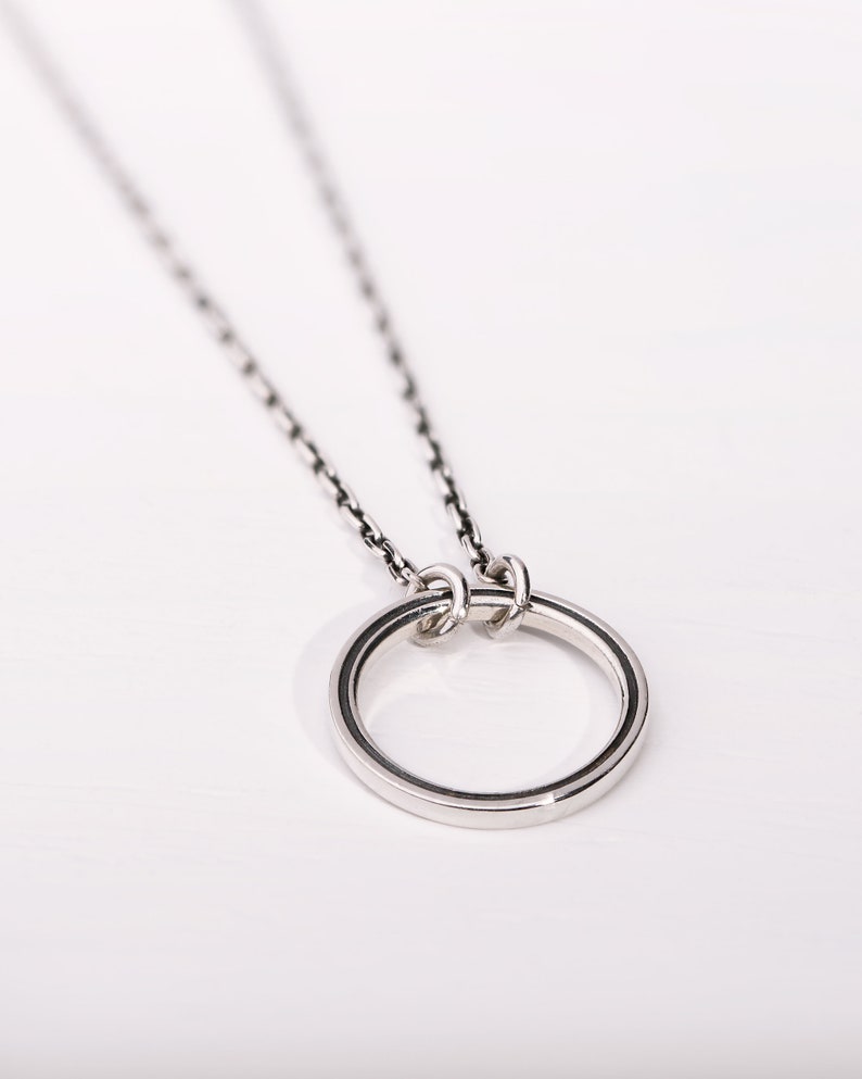 Sterling Silver Open Circle Necklace – Adjustable Minimal Jewelry