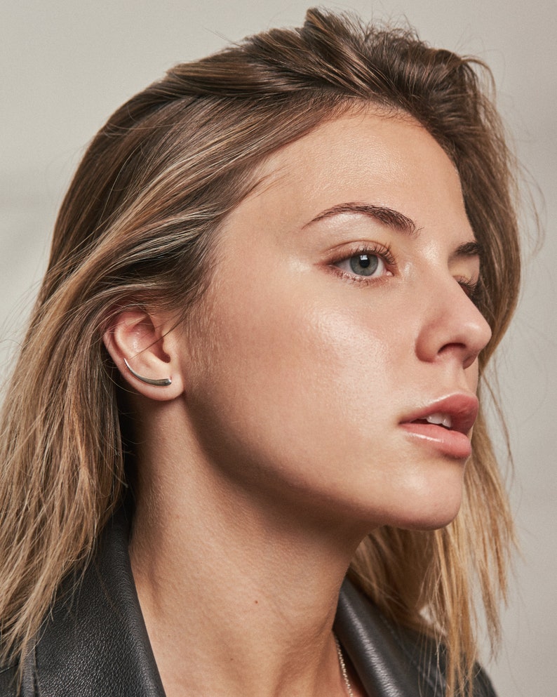 Lunar Curve Sterling Silver Ear Climbers