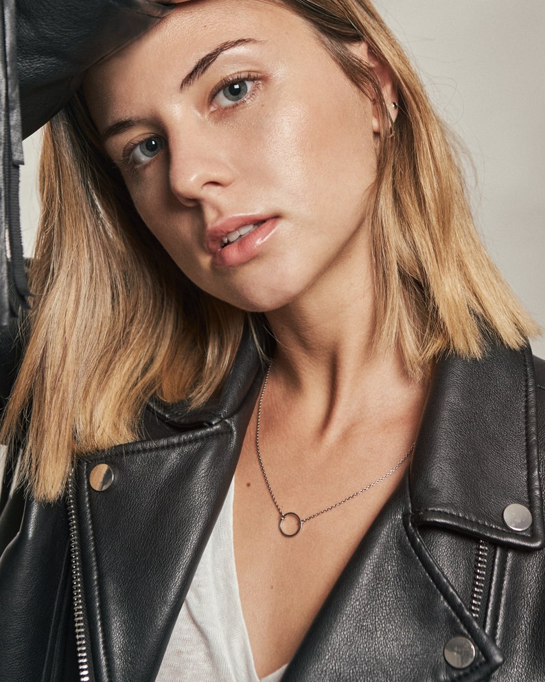 Sterling Silver Open Circle Necklace – Adjustable Minimal Jewelry
