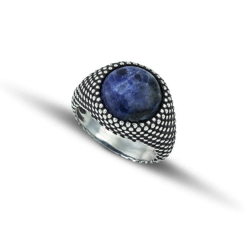 Handcrafted Sodalite & 925 Sterling Silver Signet Ring