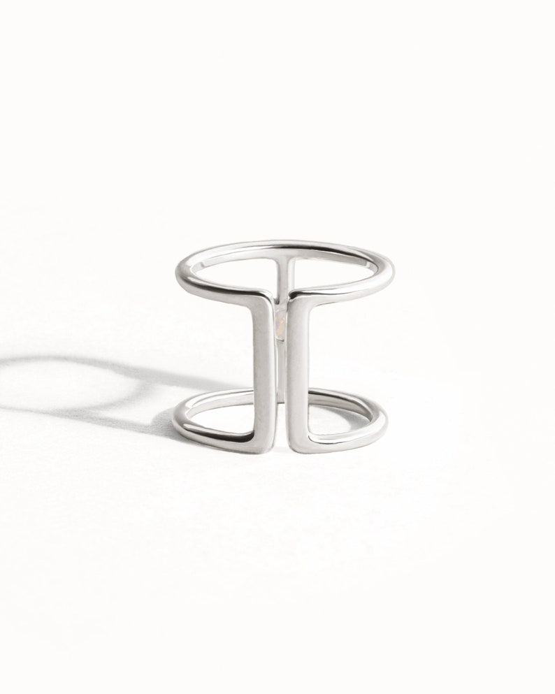 Sterling Silver Opal Ring – Modern Minimalist Statement