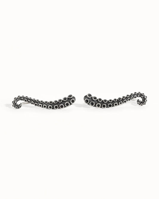 Abyssal Tentacle Earrings – Silver Octopus-Inspired Jewelry