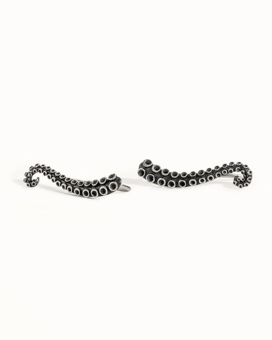 Abyssal Tentacle Earrings – Silver Octopus-Inspired Jewelry
