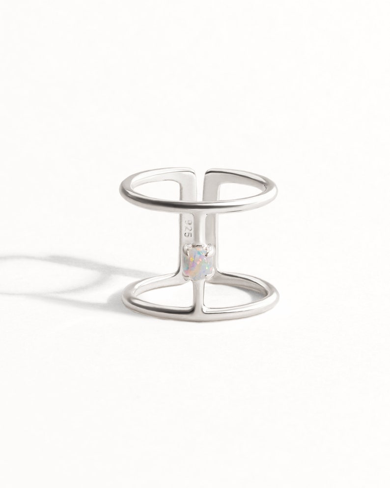 Sterling Silver Opal Ring – Modern Minimalist Statement