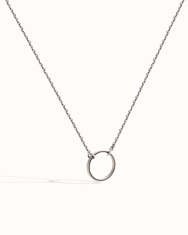 Sterling Silver Open Circle Necklace – Adjustable Minimal Jewelry