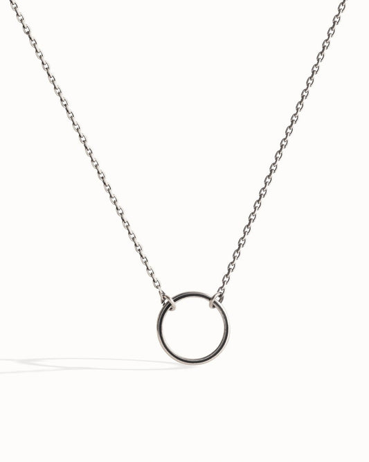 Sterling Silver Open Circle Necklace – Adjustable Minimal Jewelry