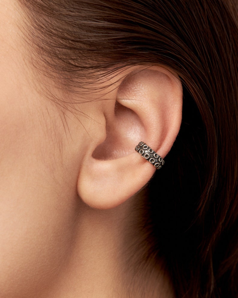 Abyssal Tentacle Huggins Earring – Solid Sterling Silver with Black Oxide Finish