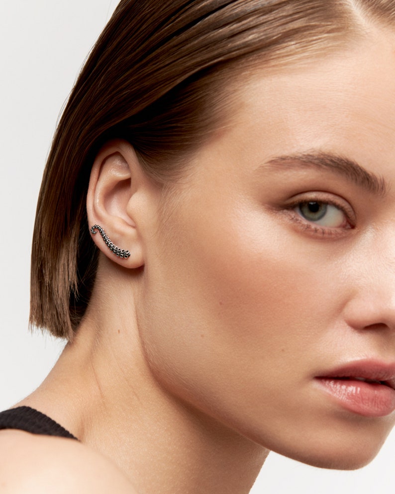 Abyssal Tentacle Earrings – Silver Octopus-Inspired Jewelry