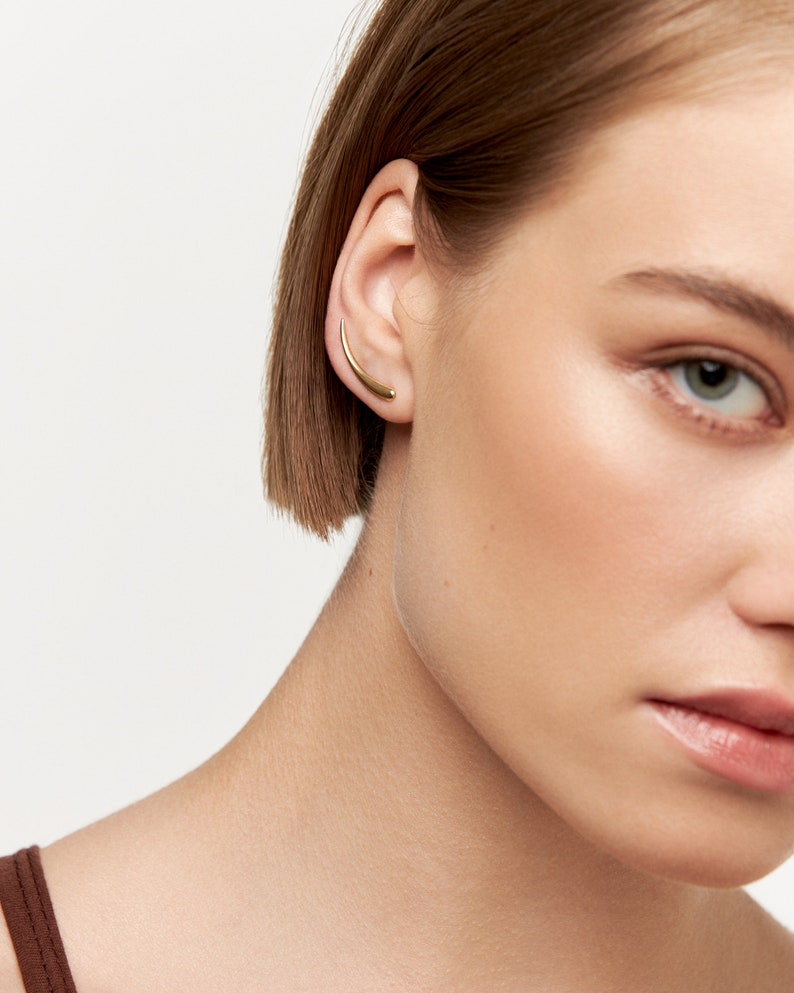 Lunar Curve Sterling Silver Ear Climbers