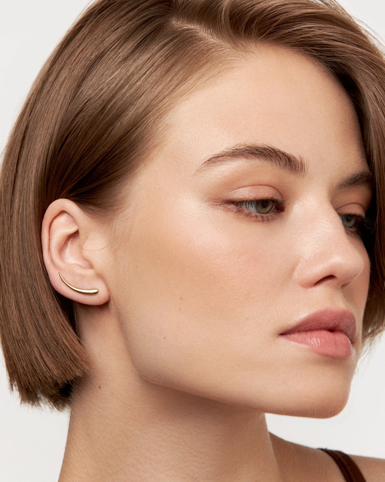 Lunar Curve Sterling Silver Ear Climbers