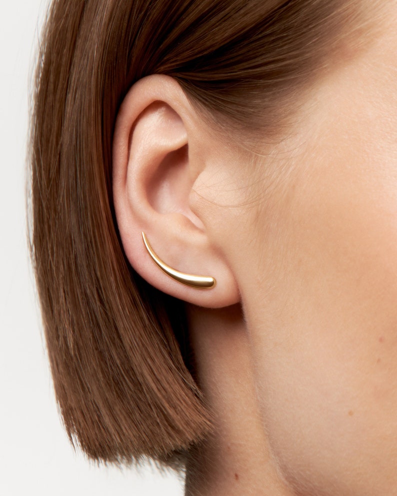 Lunar Curve Sterling Silver Ear Climbers