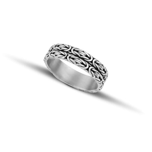 Men’s Byzantine Sterling Silver Ring – Double Band Woven Design, 925 Solid Silver