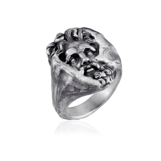 Zeus Ring – Oxidized 925 Silver Greek God Signet