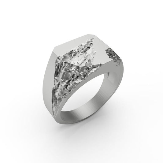 Scar of Time – Sterling Silver Fractured Signet Ring